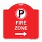 Signmission Fire Zone No Parking and Right Arrow, Red & White Aluminum Sign, 18" x 18", RW-1818-23973 A-DES-RW-1818-23973 - alternate 1